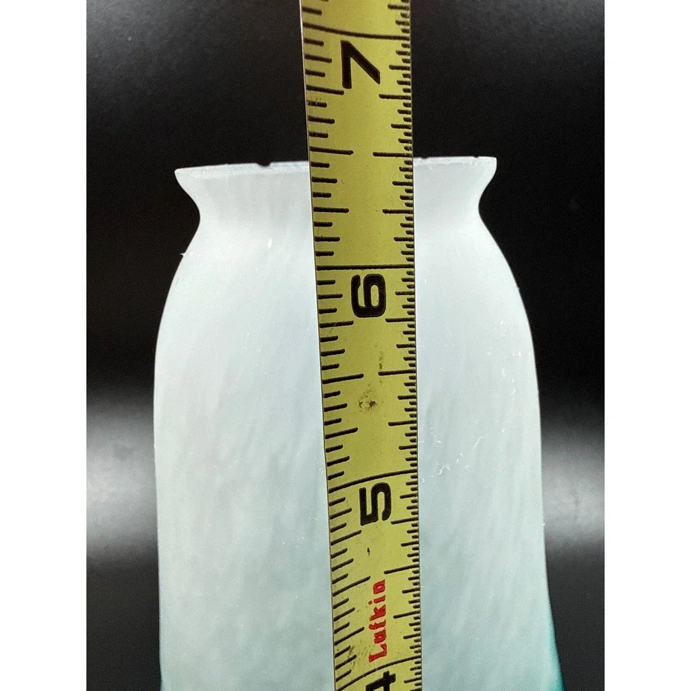 Frosted Turquoise/Teal/Cyan Art Glass Lamp Shade Handkerchief Ruffle 6.5 in